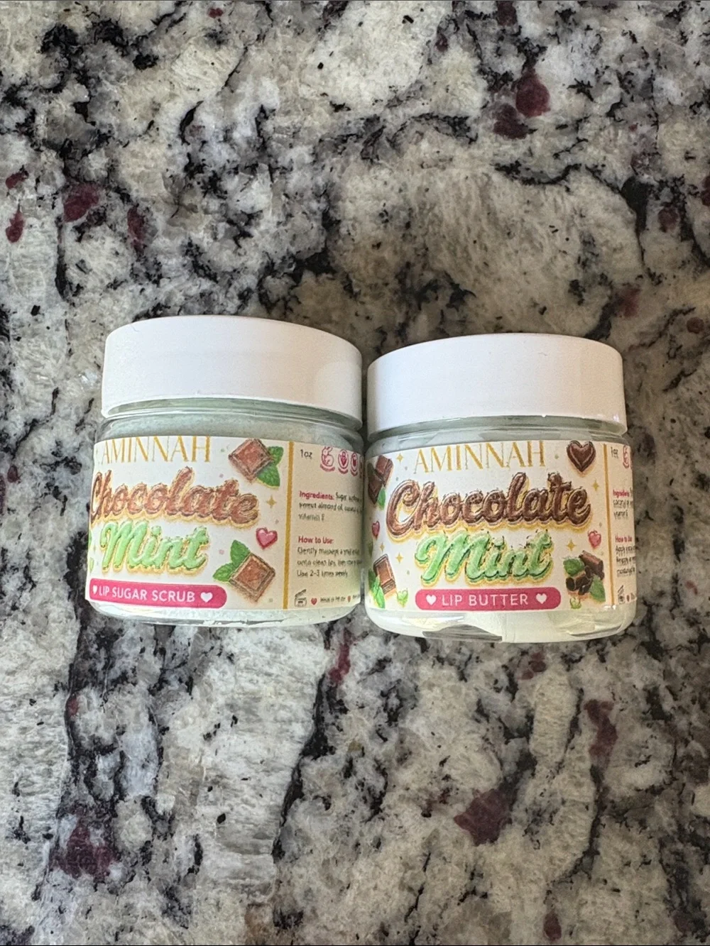 Aminnah Chocolate Mint Lip Butter/Scrub Set